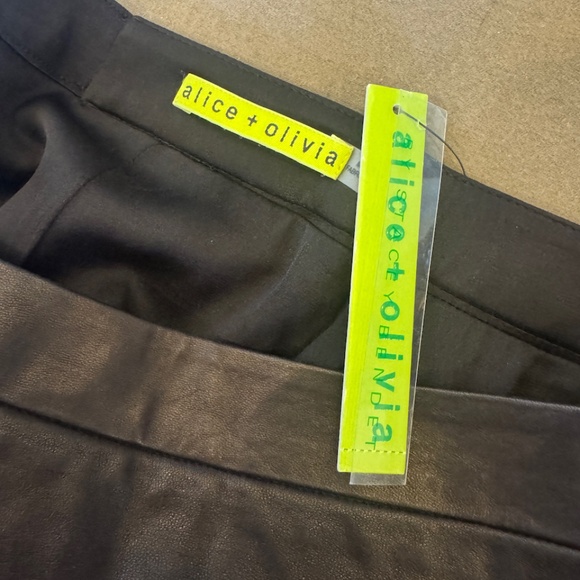 Alice + Olivia Black Lamb Leather trim Maxi Skirt - Picture 2 of 8